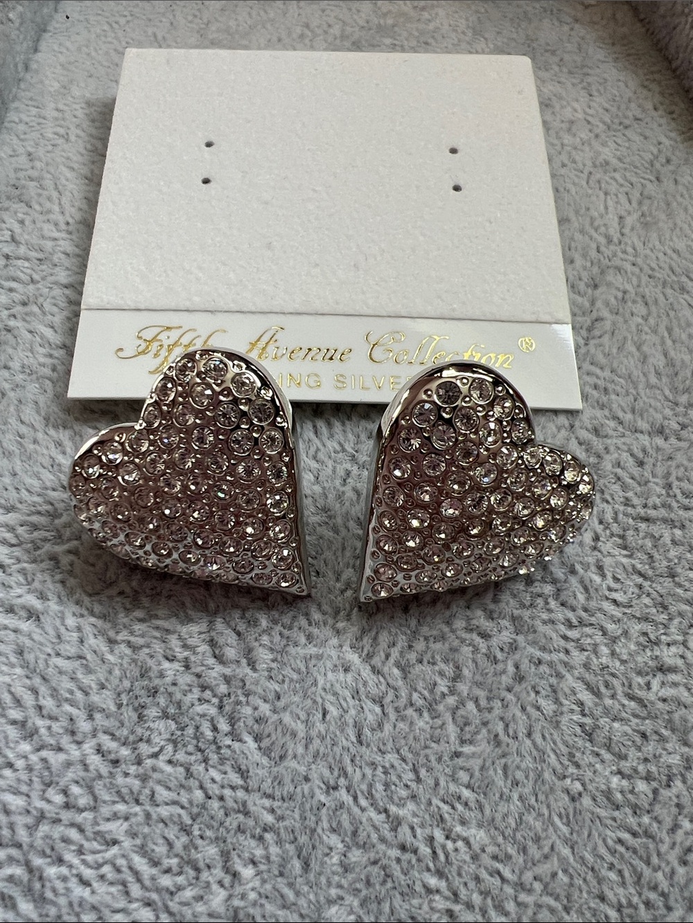 Fifth Avenue Collection Silver Crystal Heart Stud Earrings